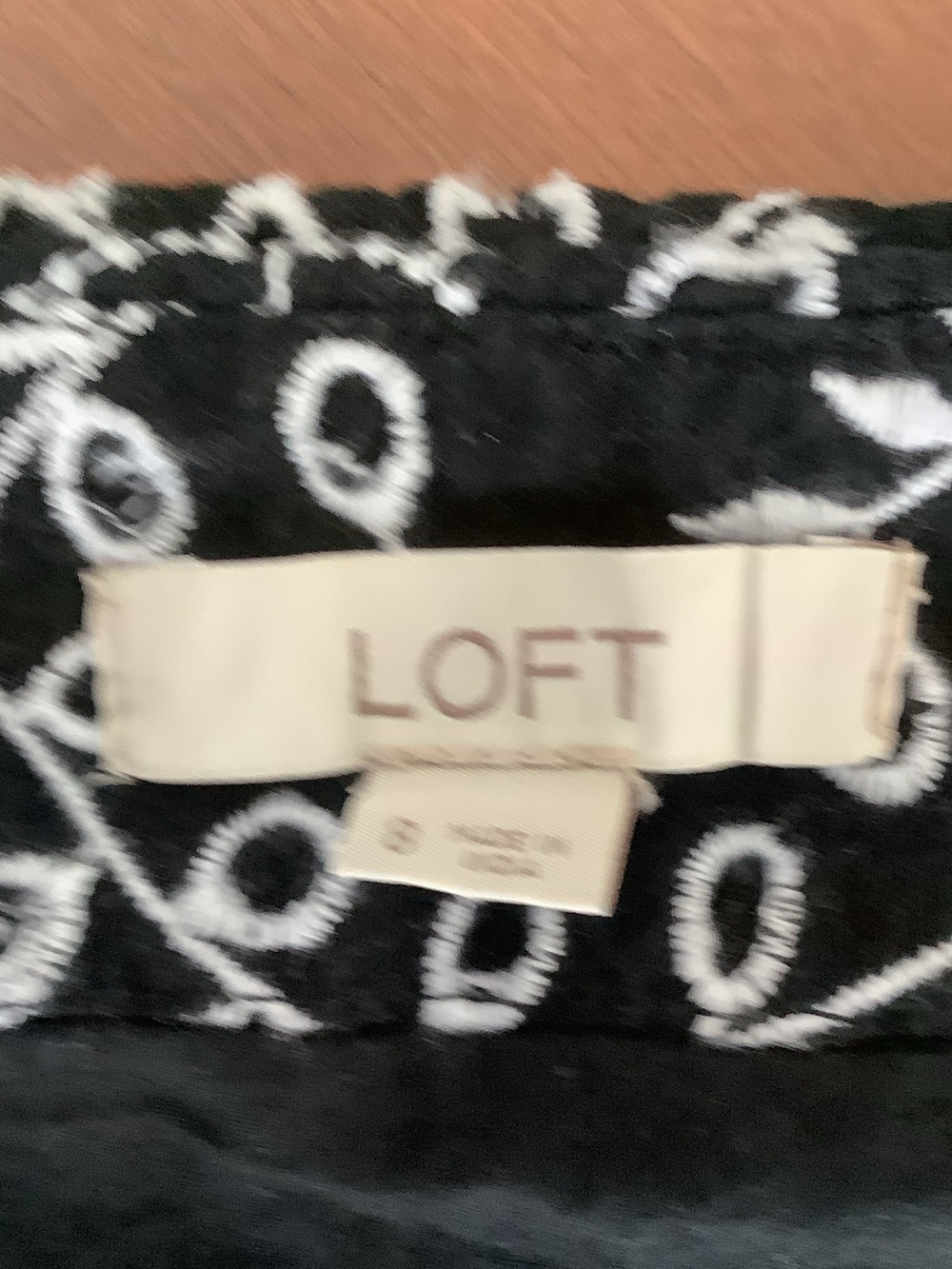 LOFT Black Mini Skirt with White Eyelet Embroidery - Picture 6 of 6